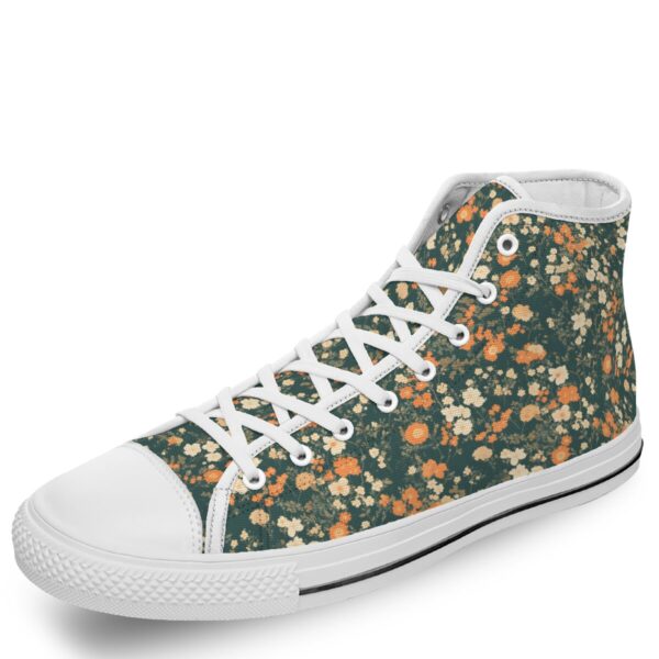 7218 Dark Green Floral print Lace Up Sneakers - Image 3