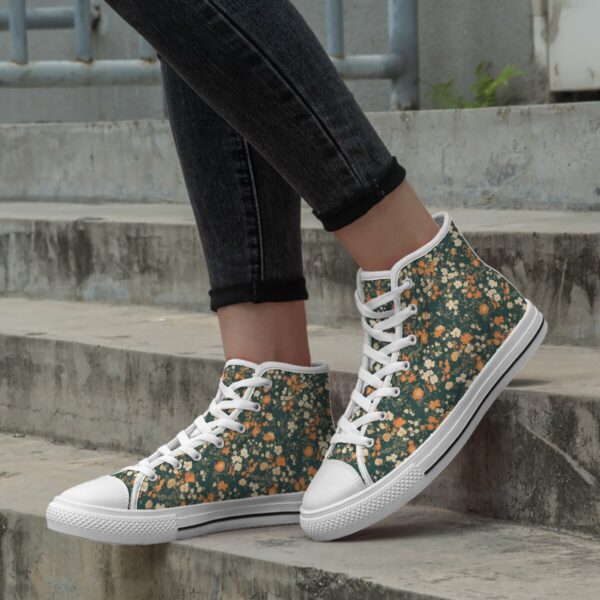 7218 Dark Green Floral print Lace Up Sneakers - Image 7