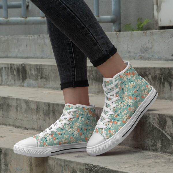 7218 Green Floral Print Lace Up Sneakers - Image 7