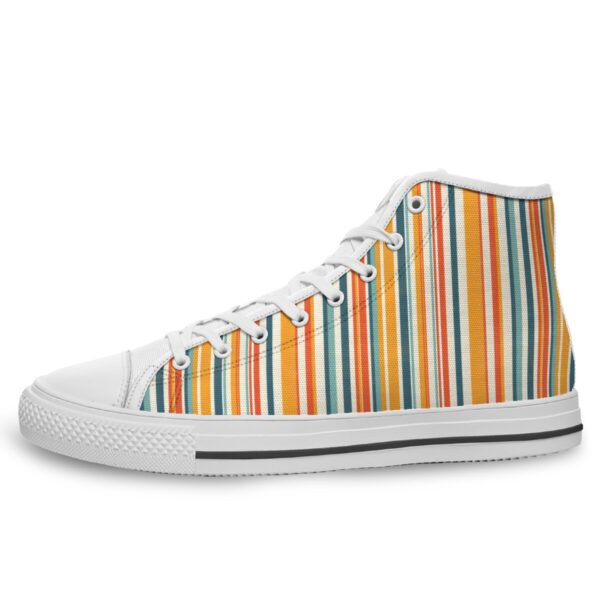 7218 Orange Stripe Print Lace Up White-Bottom Sneakers