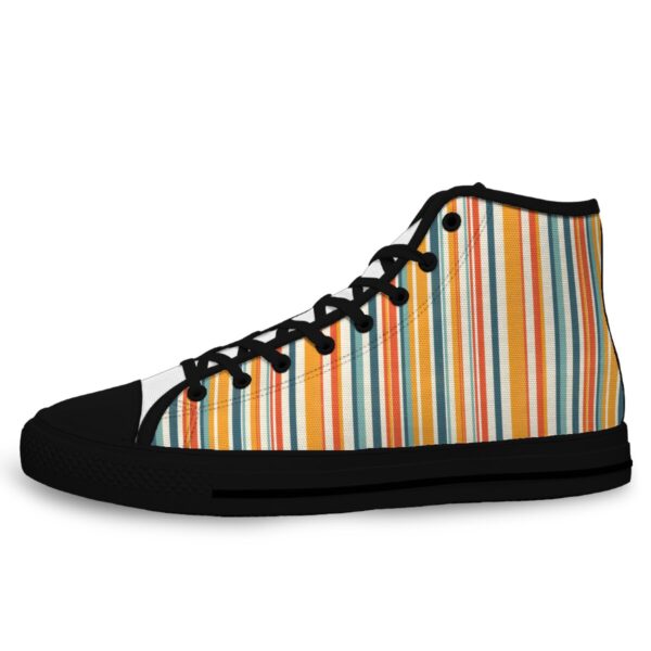 7218 Orange Stripe Print Lace Up Black-Bottom Sneakers