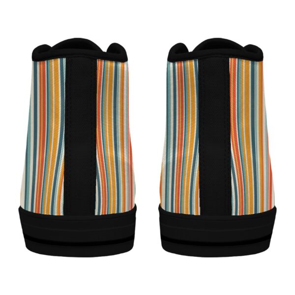 7218 Orange Stripe Print Lace Up Black-Bottom Sneakers - Image 5