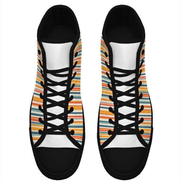 7218 Orange Stripe Print Lace Up Black-Bottom Sneakers - Image 6