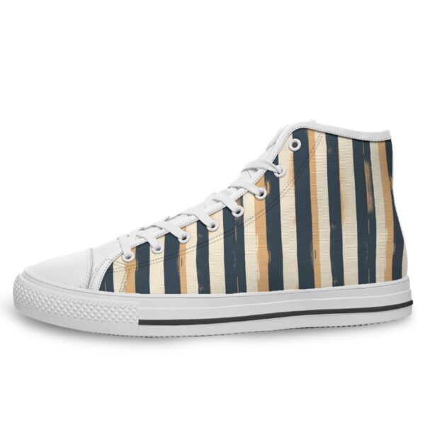 7218 Dark Gray Stripe Print Lace Up White-Bottom Sneakers