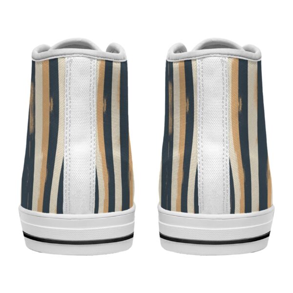 7218 Dark Gray Stripe Print Lace Up White-Bottom Sneakers - Image 5