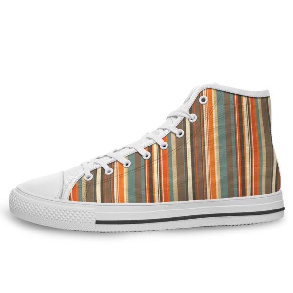 7218 Orange-Gray Stripe Print Lace Up White-Bottom Sneakers