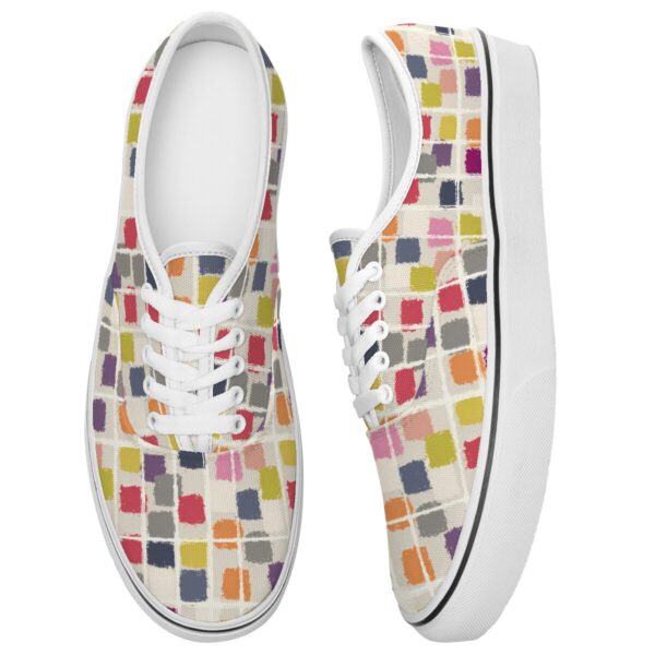 7213 Colorful Plaid Rhythm Lace Up Sneakers - Image 6