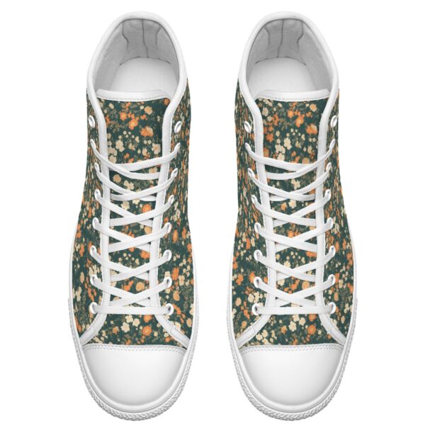 7218 Dark Green Floral print Lace Up Sneakers - Image 5