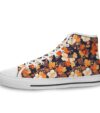 7218 Orange Floral Print Lace Up Sneakers