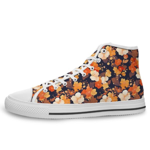 7218 Orange Floral Print Lace Up Sneakers
