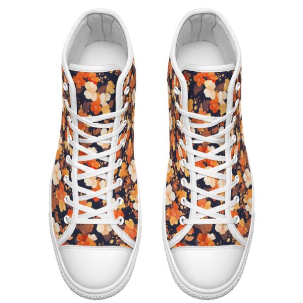 7218 Orange Floral Print Lace Up Sneakers - Image 5
