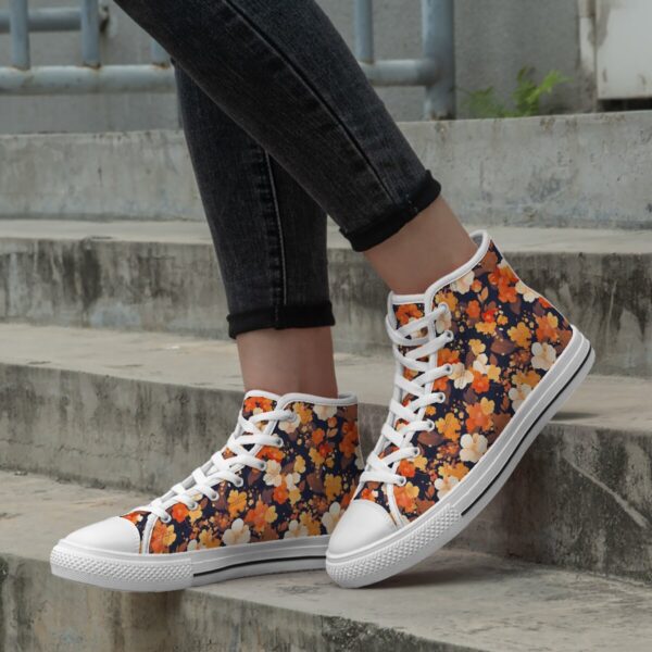 7218 Orange Floral Print Lace Up Sneakers - Image 7