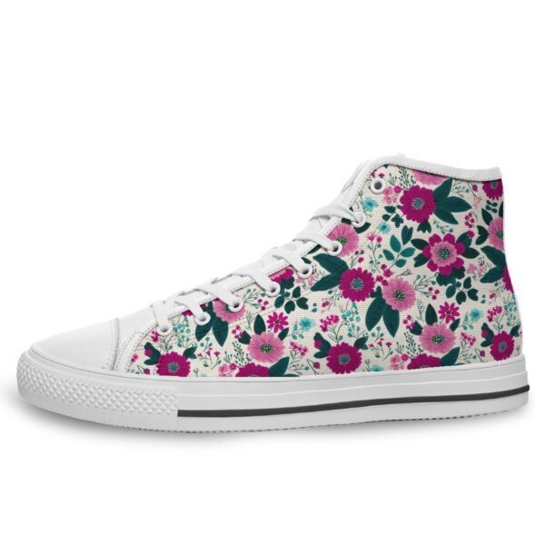 7218 Rose Red Floral Print Lace Up Sneakers
