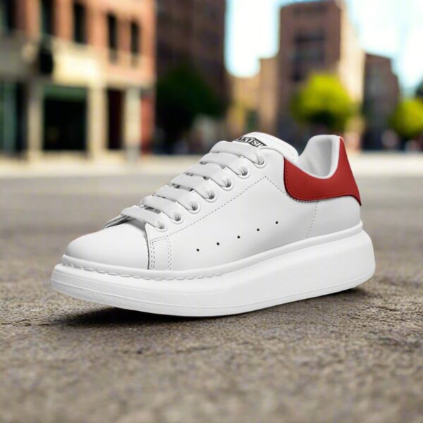 Deepneep Shoes® White Red Lace Up Sneakers