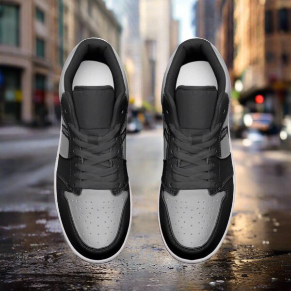 Deeoneep Shoes® Black & Grey Unisex Low Top Leather Sneakers - Image 3