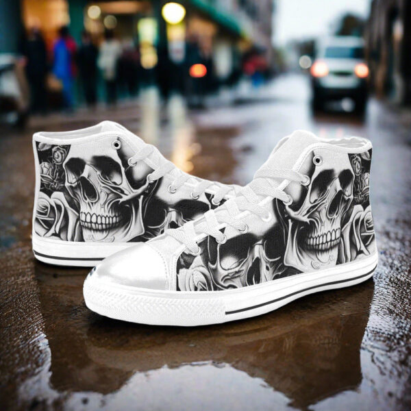 Deeoneep Shoes® Grey Skulls & Roses Women - Image 3