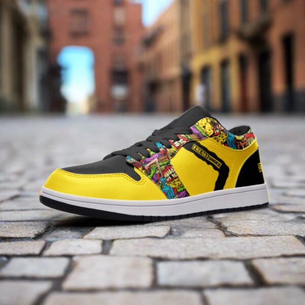 Deepneep Shoes® Black & Yellow Freestyle Art Unisex Low Top Leather Sneakers