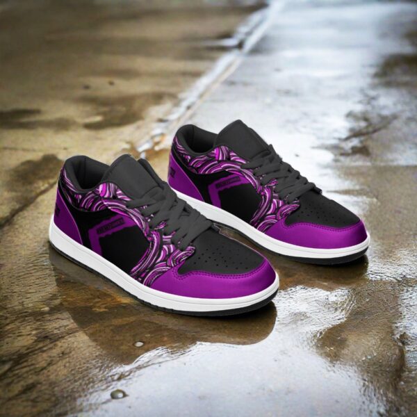 Deepneep Shoes® Black & Purple Unisex Low Top Leather Sneakers