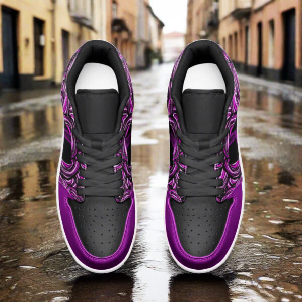 Deepneep Shoes® Black & Purple Unisex Low Top Leather Sneakers - Image 3
