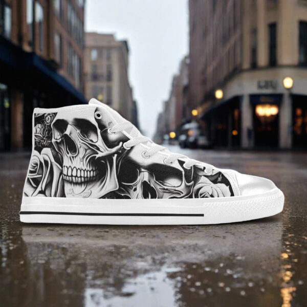 Deeoneep Shoes® Grey Skulls & Roses Women