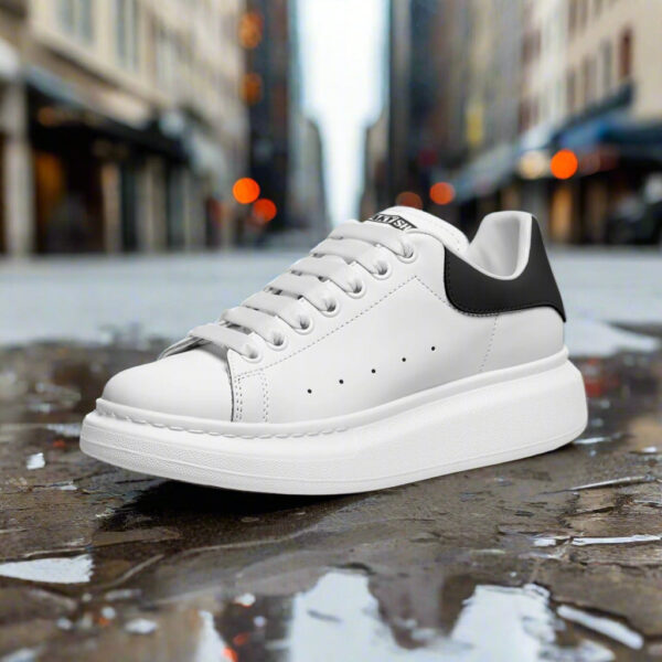 Deepneep Shoes® White Black Lace Up Sneakers