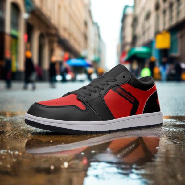 Deepneep Shoes® Red & Black Unisex Low Top Leather Sneakers
