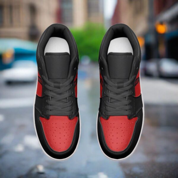 Deepneep Shoes® Red & Black Unisex Low Top Leather Sneakers - Image 3
