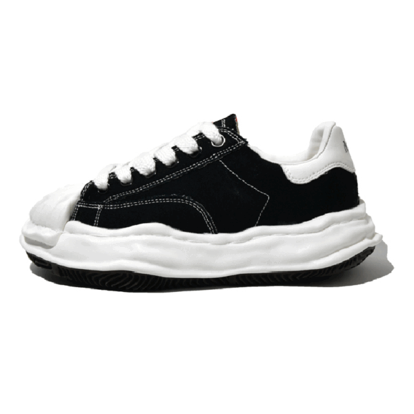 Black and White Canvas Lace Up Sneakers