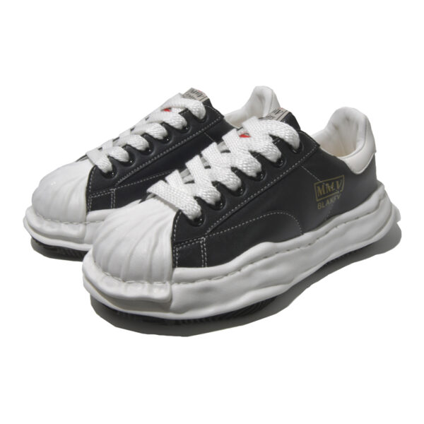 Black Leather Lace Up Sneakers - Image 4