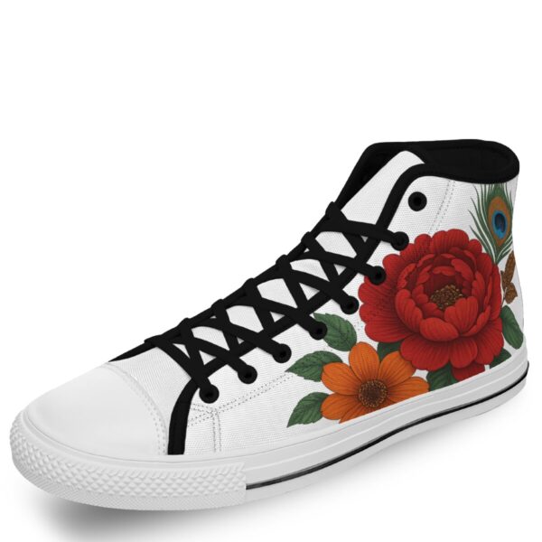7218 Flowers and Peacock Feathers. Lace Up Sneakers - Image 3