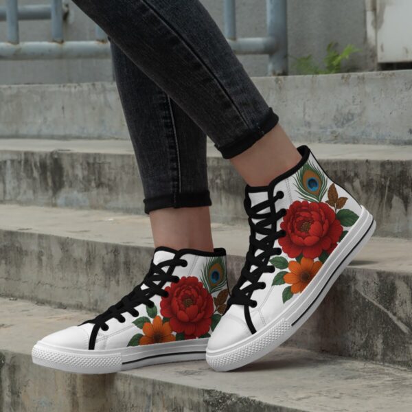 7218 Flowers and Peacock Feathers. Lace Up Sneakers - Image 7