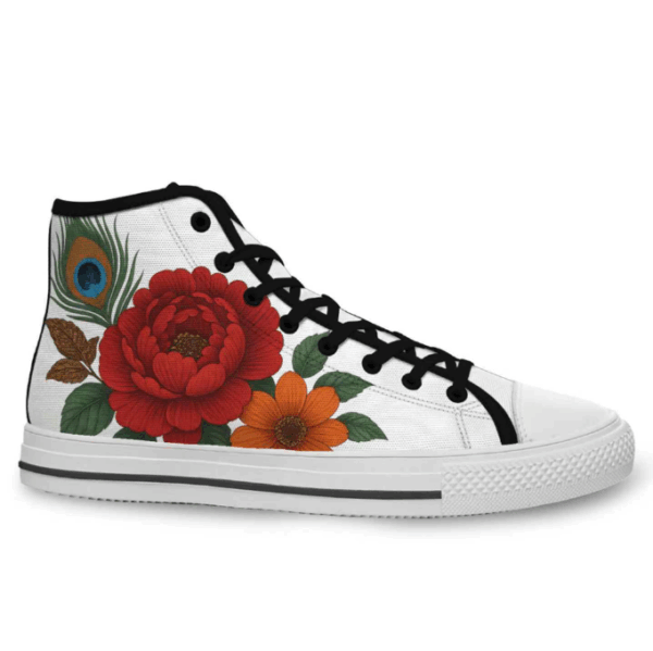 7218 Flowers and Peacock Feathers. Lace Up Sneakers - Image 2